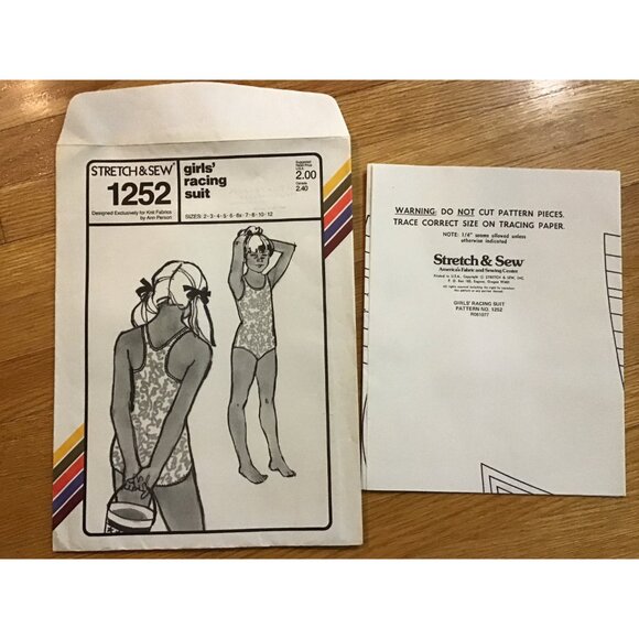 Girls Racing Suit Pattern UNCUT Bathing Suit Swimsuit Stretch and Sew 1252 - Picture 4 of 5